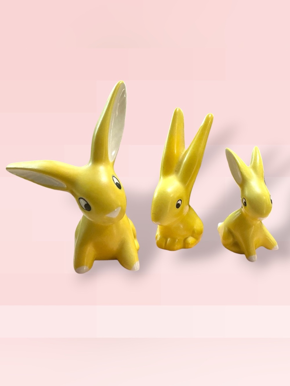 Vintage 60s 70s Set/3 Family Walter Bosse Goebel Yellow Bunny Rabbit Figurines
